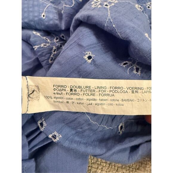 Zara Blue & White Short Embroidered Floral Tunic Flowy Dress Size S - Picture 12 of 13